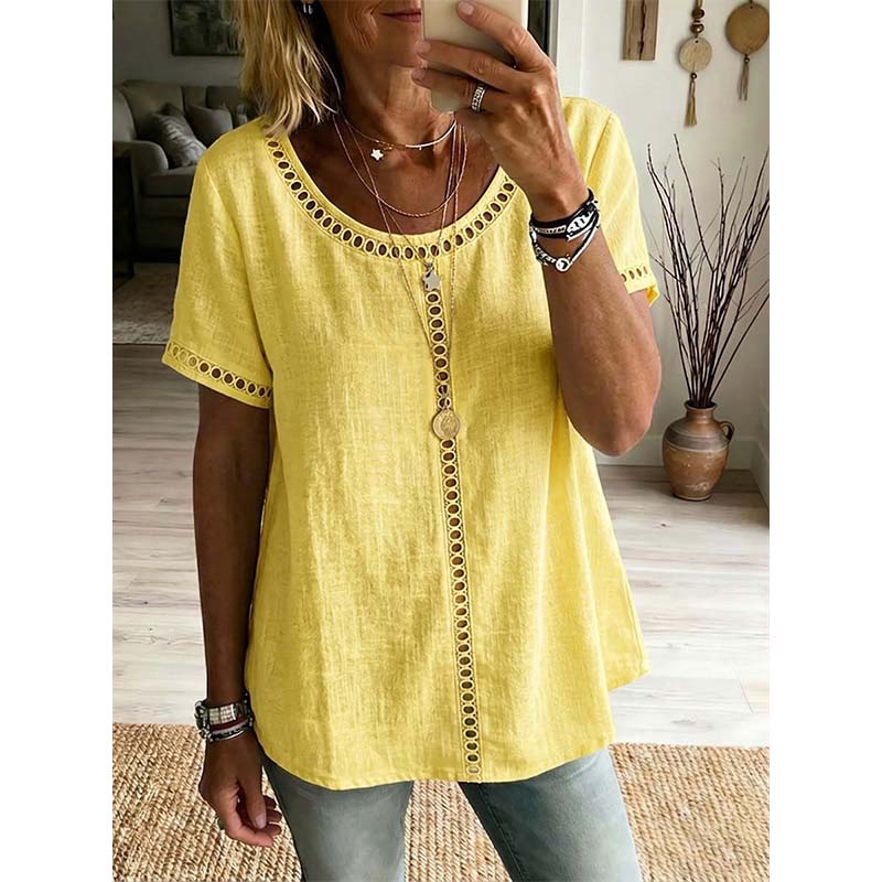 Damen Lässiges Boho-Top mit Hohlausschnitt