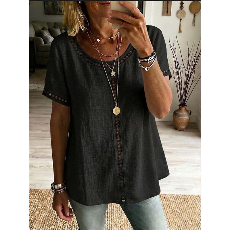 Damen Lässiges Boho-Top mit Hohlausschnitt