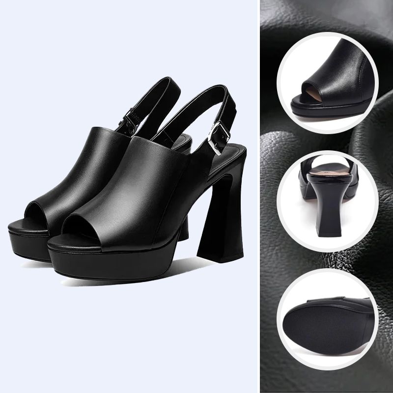 👡 50% RABATT! ✨ Stilvolle & bequeme hochhackige Ledersandalen für Frauen – Verstellbare Riemen & gepolsterte Sohle – Perfekt für Partys, Büro oder elegante Sommerabende – Look und Komfort in einem 🌸