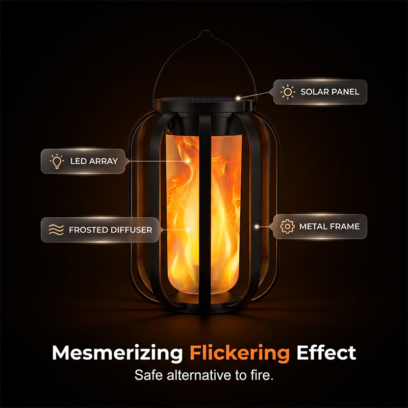 ☀️ Solar-Flackerflammen-Laterne – Wasserdicht & automatisch – Realistisches warmes Licht, perfekt für Terrassen, Gärten oder Wege – kein Kabel nötig 🌙