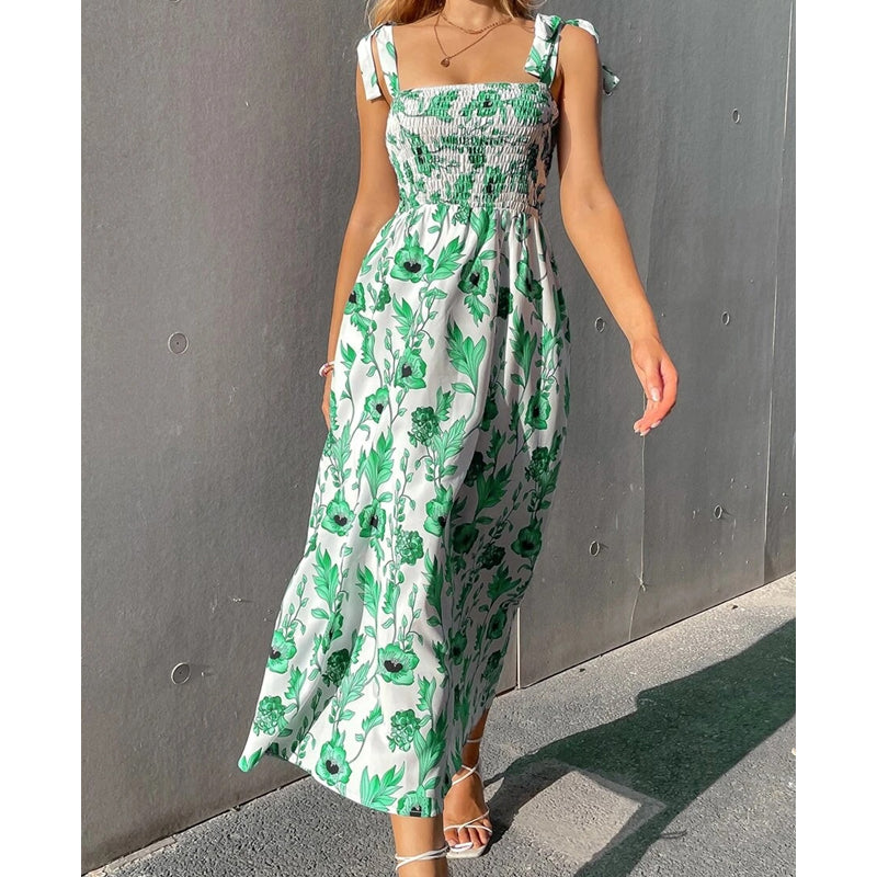 🌸Damen Elegantes Blumen-Trägerkleid für den Sommer – Mühelos sommerlicher Resort-Stil ✨