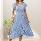 Women’s Summer Elegant V Neck Tie Waist Flowy Floral Dress