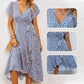 Women’s Summer Elegant V Neck Tie Waist Flowy Floral Dress