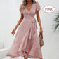 Women’s Summer Elegant V Neck Tie Waist Flowy Floral Dress