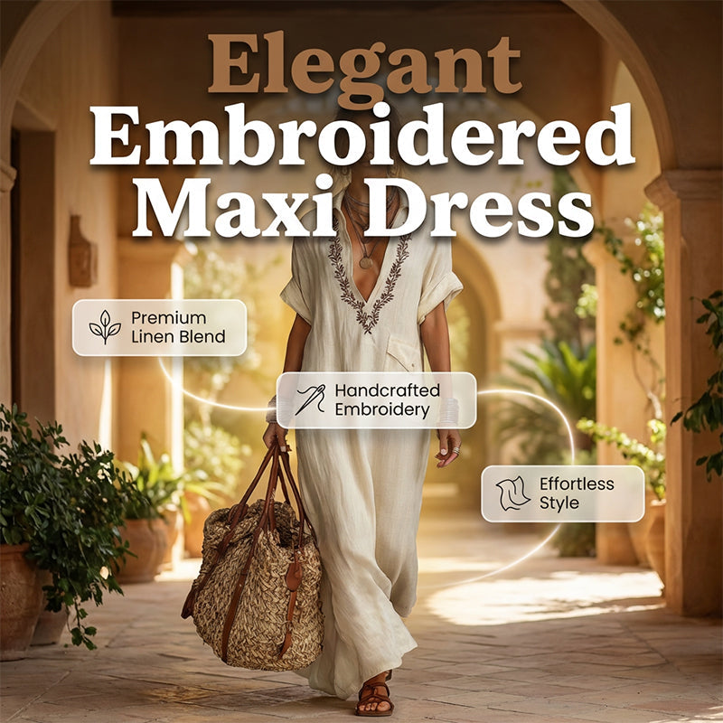 Women's Deep V-Neck Flowy Maxi Dress