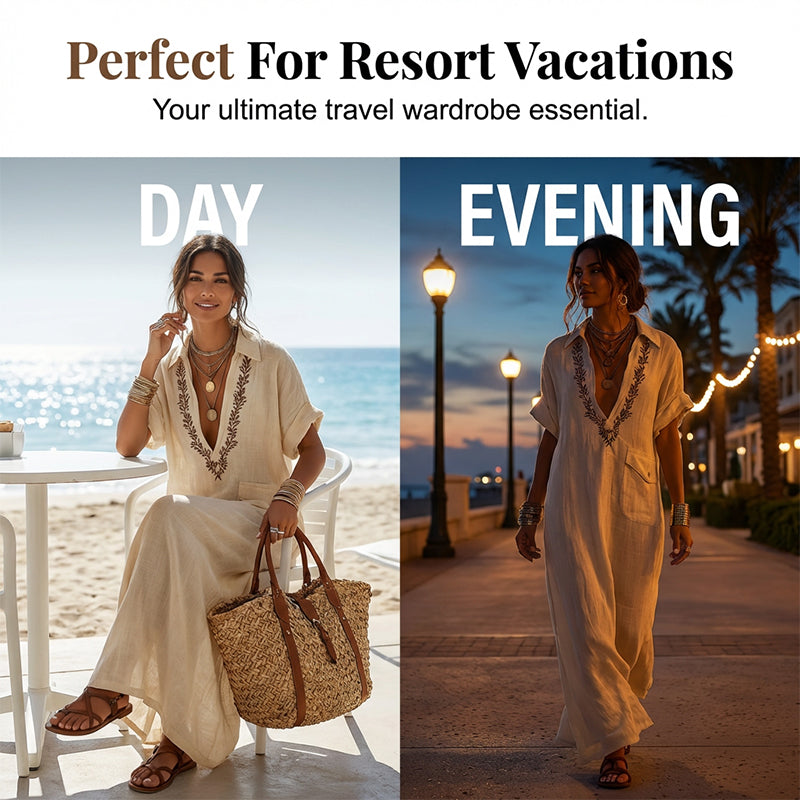 Women's Deep V-Neck Flowy Maxi Dress