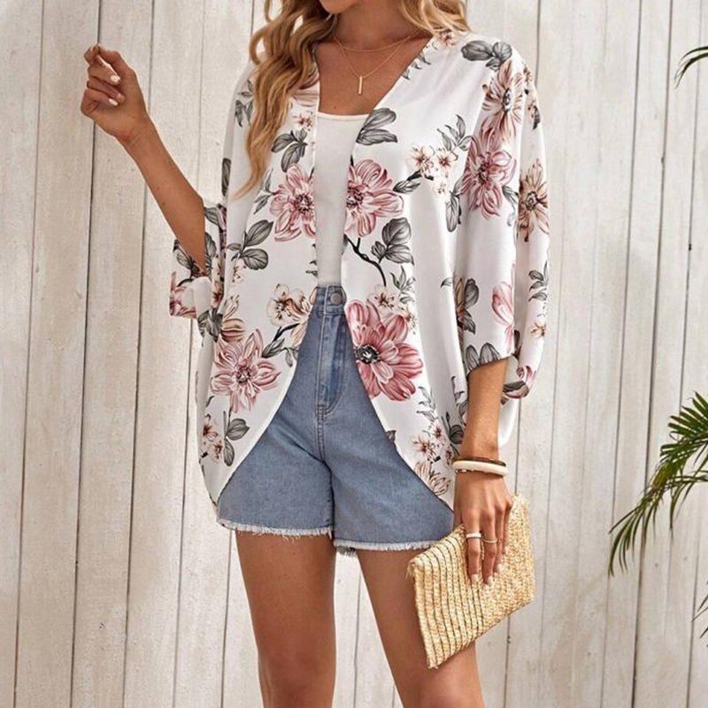 Women's Floral Print Loose Fit Cover Up Top