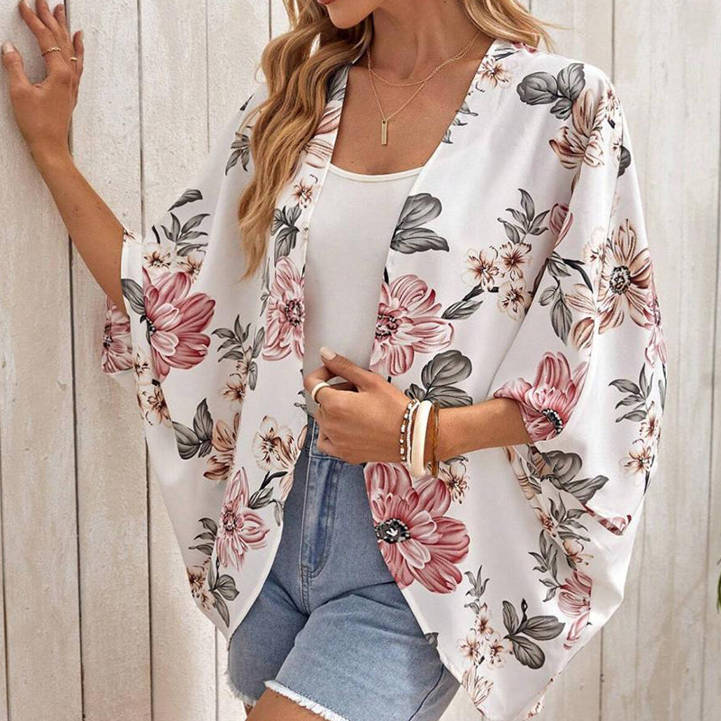 Women's Floral Print Loose Fit Cover Up Top