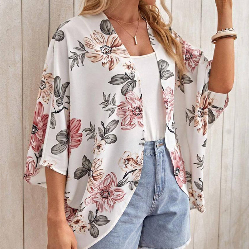 Women's Floral Print Loose Fit Cover Up Top