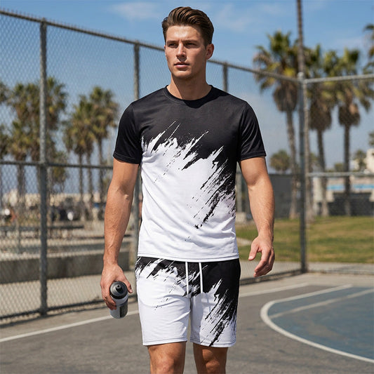 👕☀️ 2-teiliges Sommer-Set für Herren – Mit dynamischem Print, atmungsaktiv & bequem – Perfekt für Alltag, Sport oder Freizeit – lässiger und leichter 2-in-1 Look 🩳✨