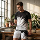 👕☀️ 2-teiliges Sommer-Set für Herren – Mit dynamischem Print, atmungsaktiv & bequem – Perfekt für Alltag, Sport oder Freizeit – lässiger und leichter 2-in-1 Look 🩳✨