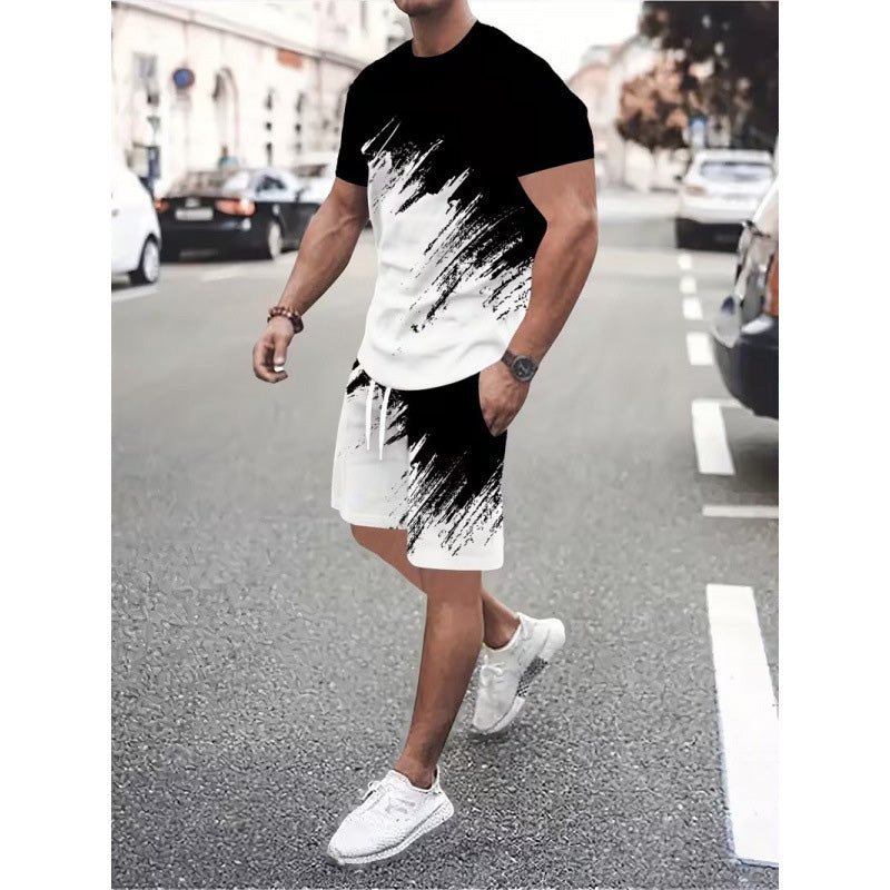 👕☀️ 2-teiliges Sommer-Set für Herren – Mit dynamischem Print, atmungsaktiv & bequem – Perfekt für Alltag, Sport oder Freizeit – lässiger und leichter 2-in-1 Look 🩳✨
