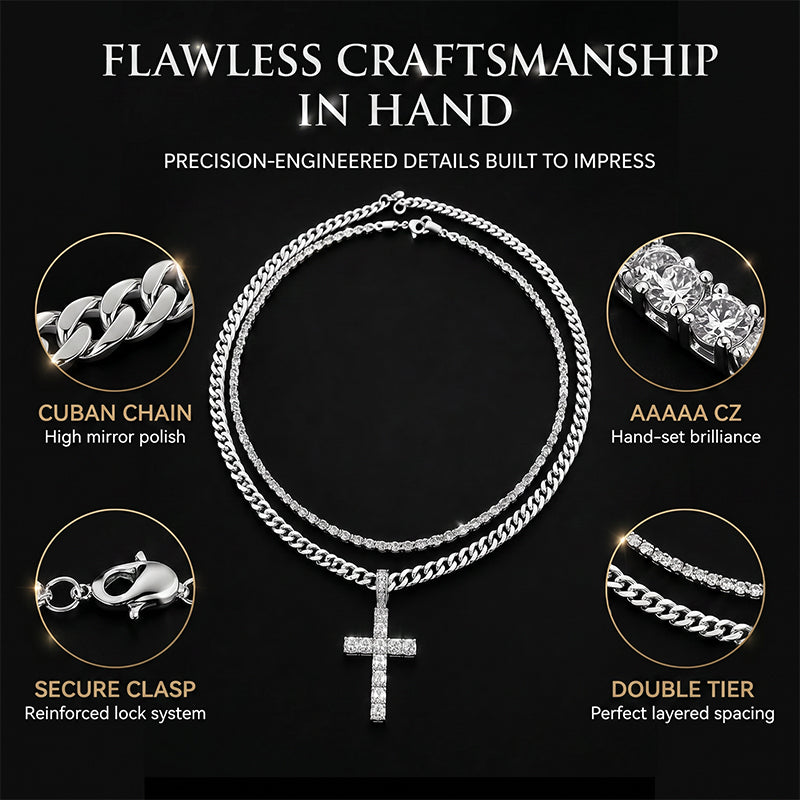 Double Layer Cross Chain Necklace