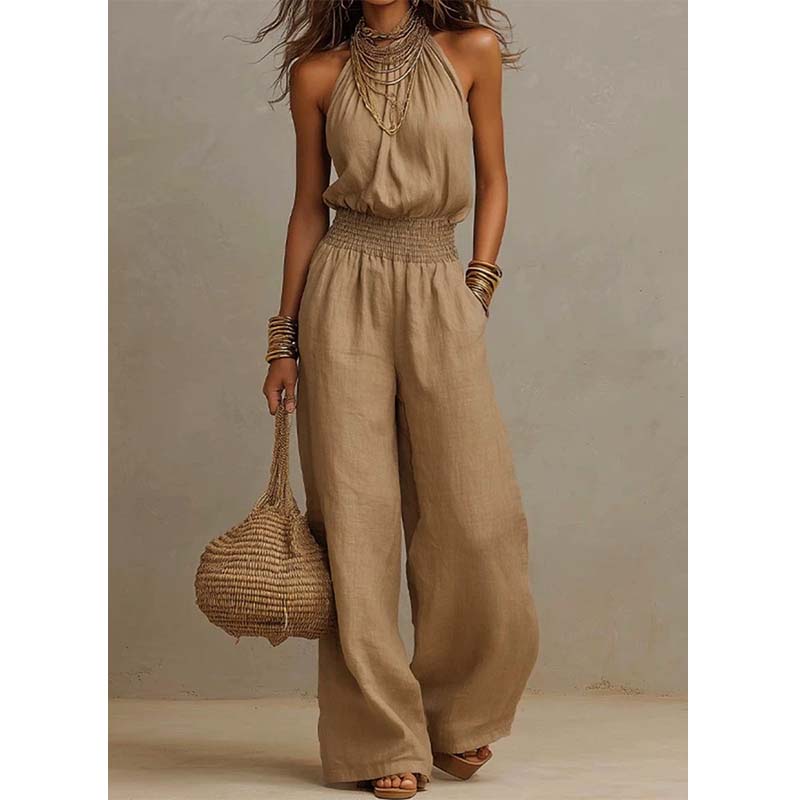 👗 50% RABATT! ✨ Damen eleganter rückenfreier Neckholder-Overall – Figurbetont & stilvoll – Perfekt für Sommerfeste, Dates oder besondere Anlässe – luftiger Stoff mit verführerischem Schnitt 🌸💃🌙