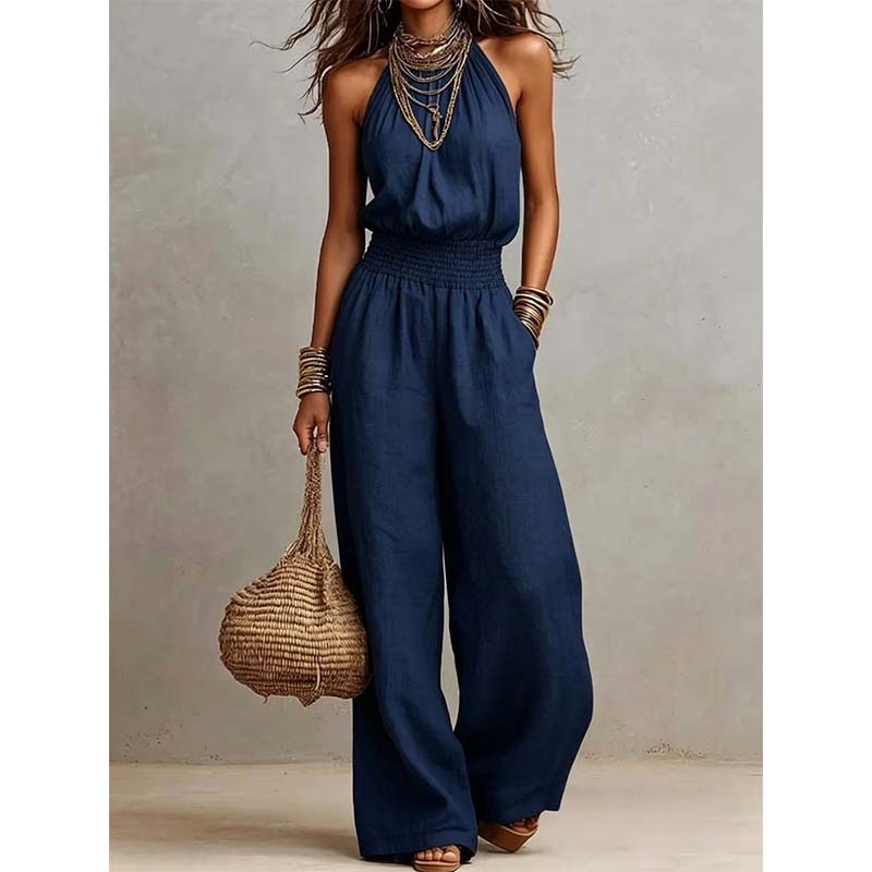 👗 50% RABATT! ✨ Damen eleganter rückenfreier Neckholder-Overall – Figurbetont & stilvoll – Perfekt für Sommerfeste, Dates oder besondere Anlässe – luftiger Stoff mit verführerischem Schnitt 🌸💃🌙