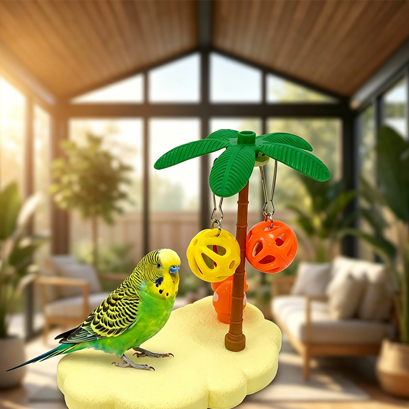 🐦 Vogel-Spielplatz mit Wolken-Design – Kletter- & Ruheplattform aus Holz, ideal für Wellensittiche, Unzertrennliche & kleine Papageien 🌤️