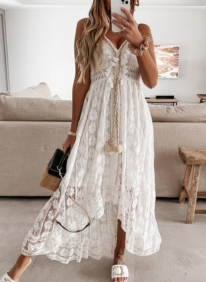 V-Ausschnitt Schnürkleid mit Trägern