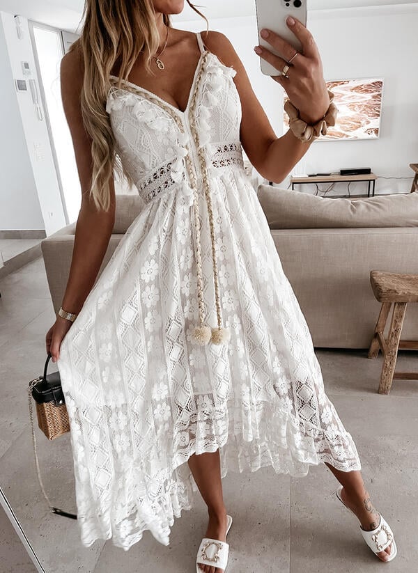 V-Ausschnitt Schnürkleid mit Trägern