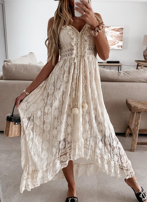 V-Ausschnitt Schnürkleid mit Trägern