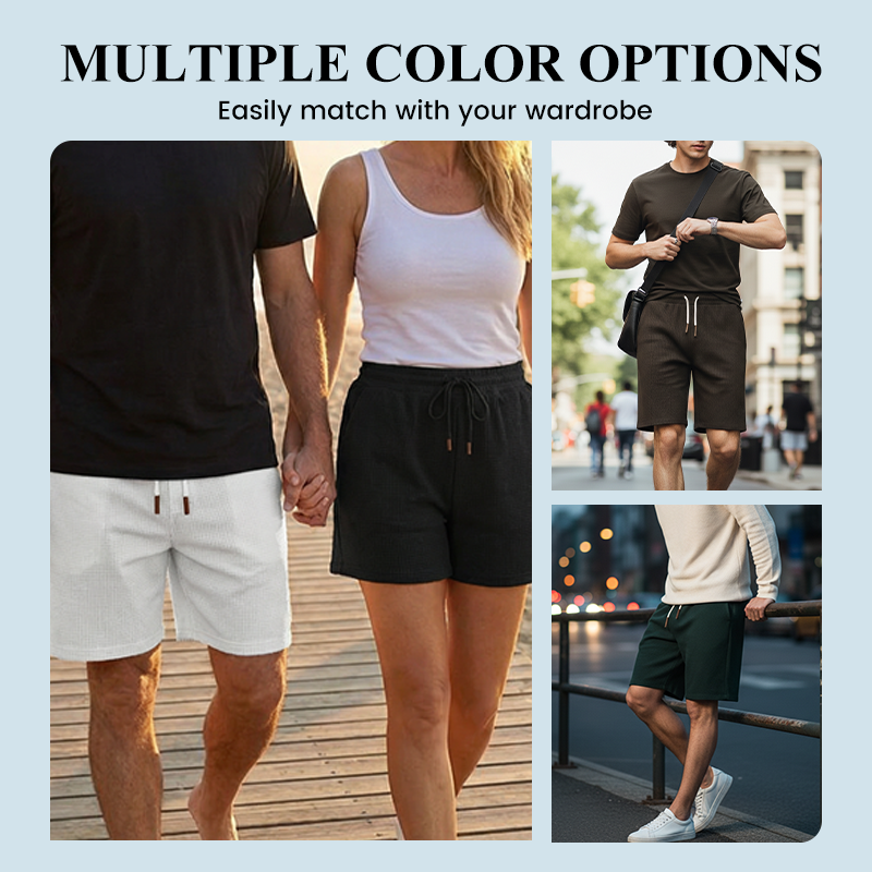 Lässige Herren-Shorts aus Waffelstrick mit Kordelzug