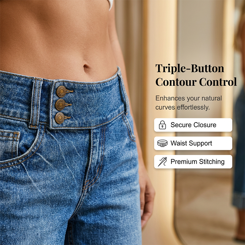 👖⏰ 50% RABATT – NUR FÜR KURZE ZEIT! Figurschmeichelnde Cropped Denim-Jeans mit hoher Taille & weiter Beinweite – 3-facher Knopfverschluss, umgeschlagene Säume & atmungsaktive Qualität ✨