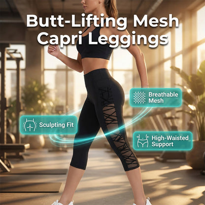 🧘‍♀️ Figurbetonte Yogahose mit Netz-Einsätzen – gepolsterte Taille, praktische Tasche & Beinabschluss, ideal für Yoga, Fitness & den aktiven Alltag ✨