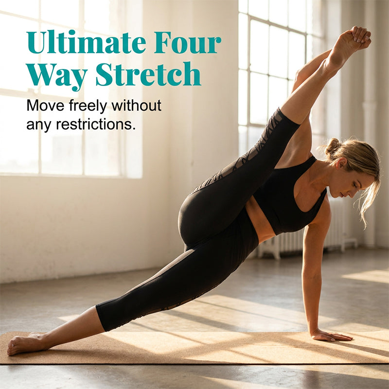 🧘‍♀️ Figurbetonte Yogahose mit Netz-Einsätzen – gepolsterte Taille, praktische Tasche & Beinabschluss, ideal für Yoga, Fitness & den aktiven Alltag ✨