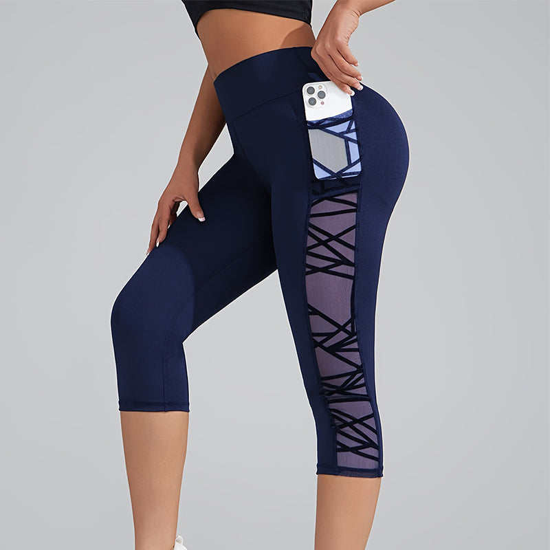 🧘‍♀️ Figurbetonte Yogahose mit Netz-Einsätzen – gepolsterte Taille, praktische Tasche & Beinabschluss, ideal für Yoga, Fitness & den aktiven Alltag ✨