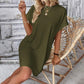 👗 Damen-Tunika-Kleid mit Rundhals – einfarbig, lockere Passform mit praktischen Taschen, vielseitig & bequem für Alltag, Freizeit & Reisen 🌿