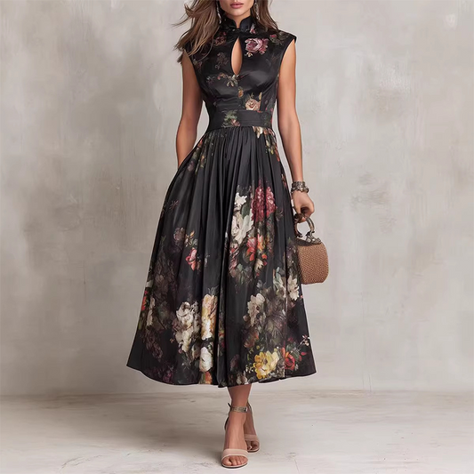 Damen Elegantes Ärmelloses Blumenkleid