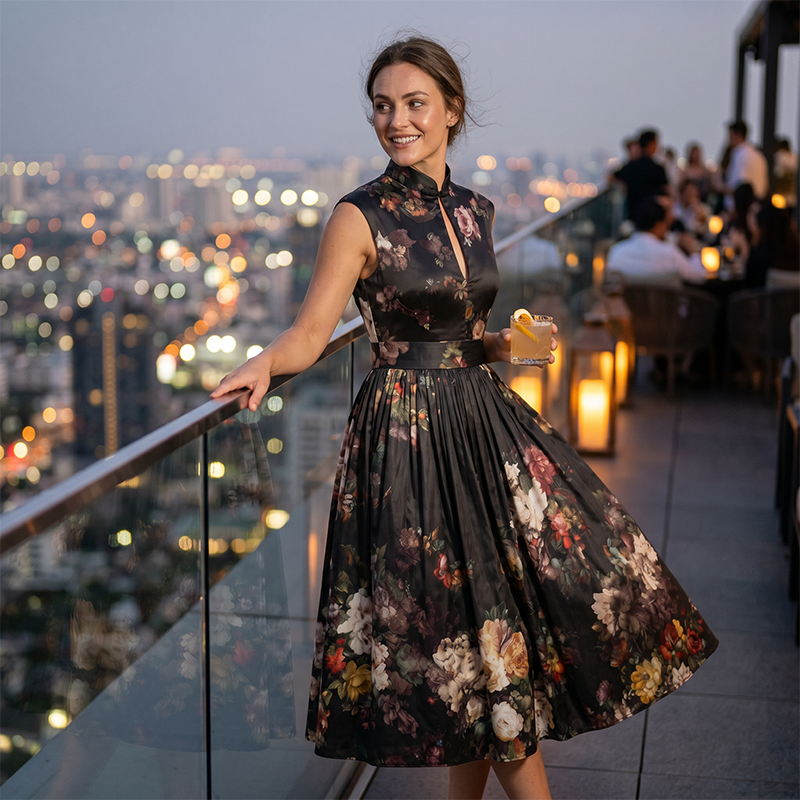 Women's Elegant Sleeveless Floral Dress