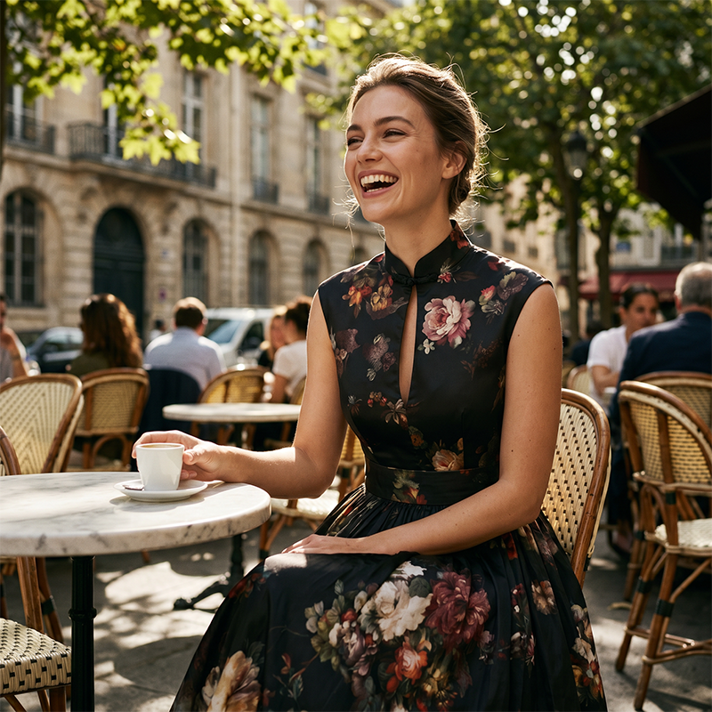 Women's Elegant Sleeveless Floral Dress