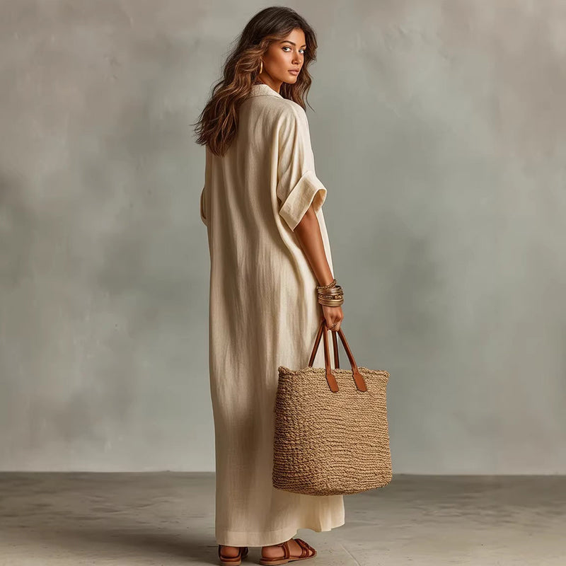 👗✨ 50% RABATT! Zeitloses Kleid in gedeckten Farben – Klare Linienführung, weich fallender Stoff, passt zu jedem Anlass – von morgens bis abends 🌿