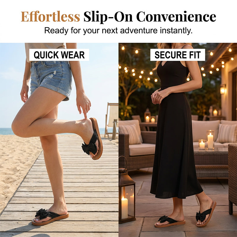 Elegant Retro Bow Flat Sandals