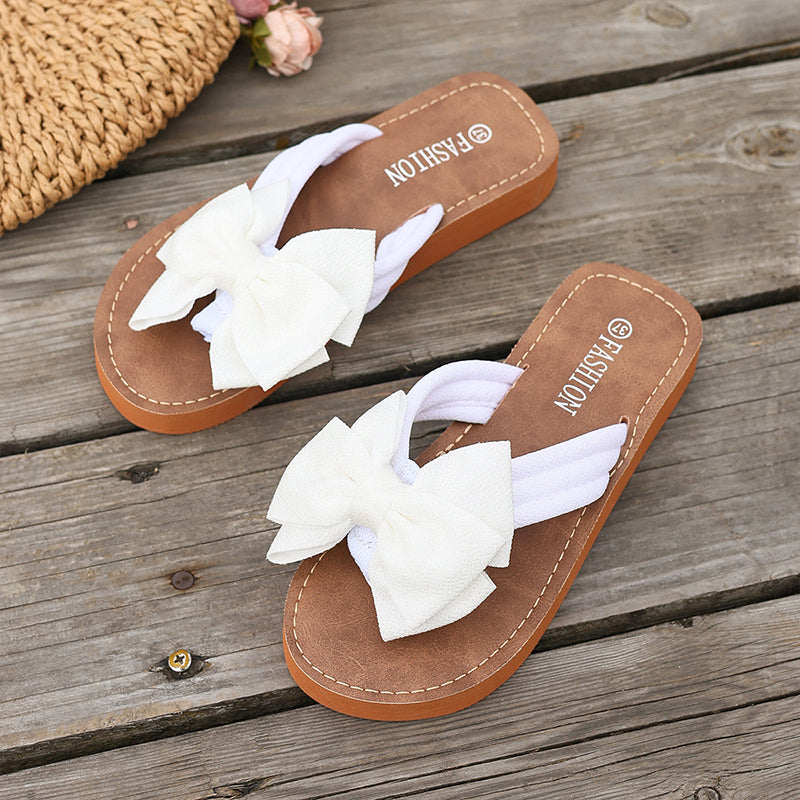 Elegant Retro Bow Flat Sandals