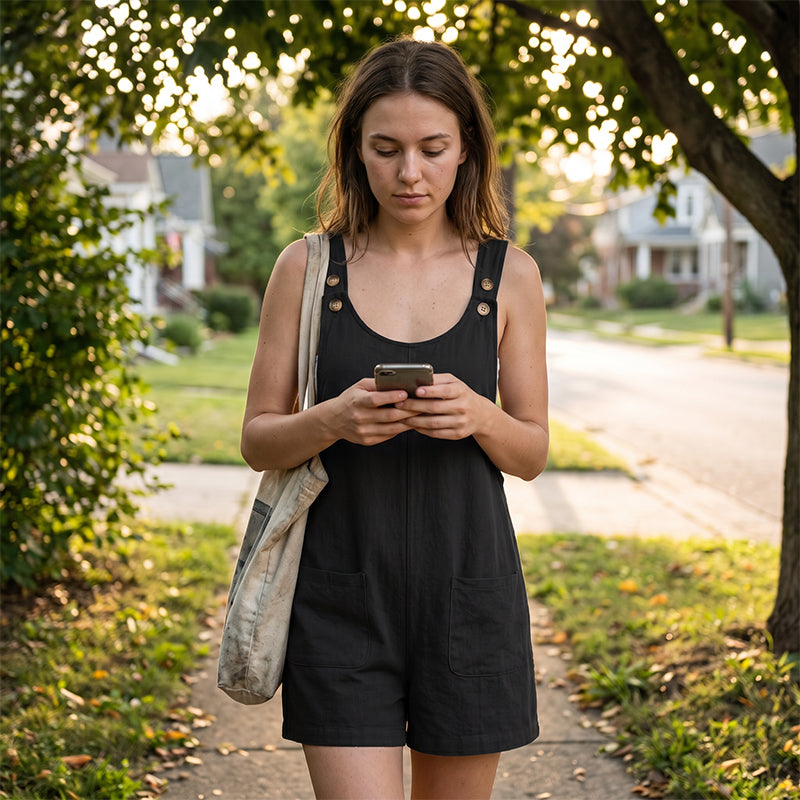 Damen Lässige Kurze Latzhose mit entspannter Passform