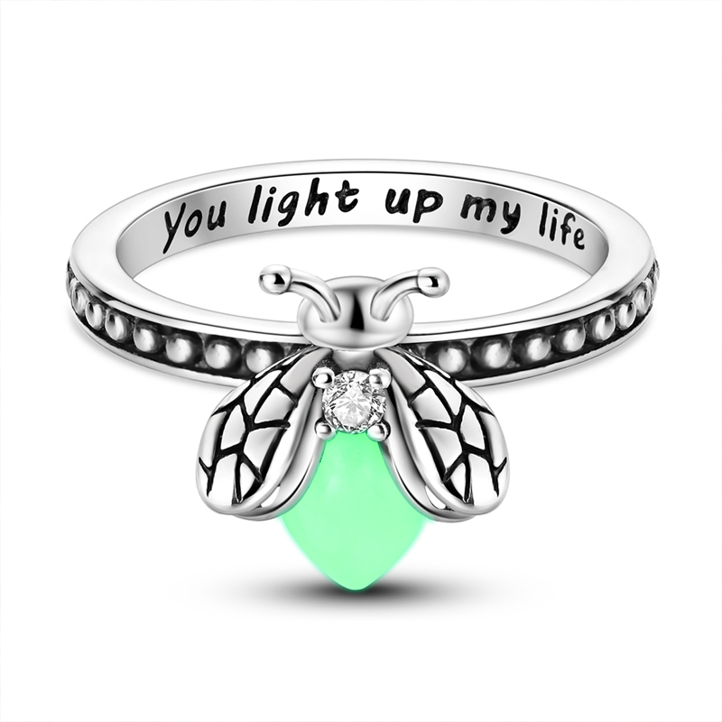 Leuchtender Glühwürmchen-Ring – Zirkon & Nachtleuchtendes Design