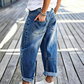 ☀️ 50 % RABATT FÜR BEGRENZTE ZEIT! 👖 Damen Barrel Leg Jeans mit aufgesetzten Taschen – Hoch sitzender Schnitt, weicher Waschdenim und retro Look für Alltag & Freizeit 🩶