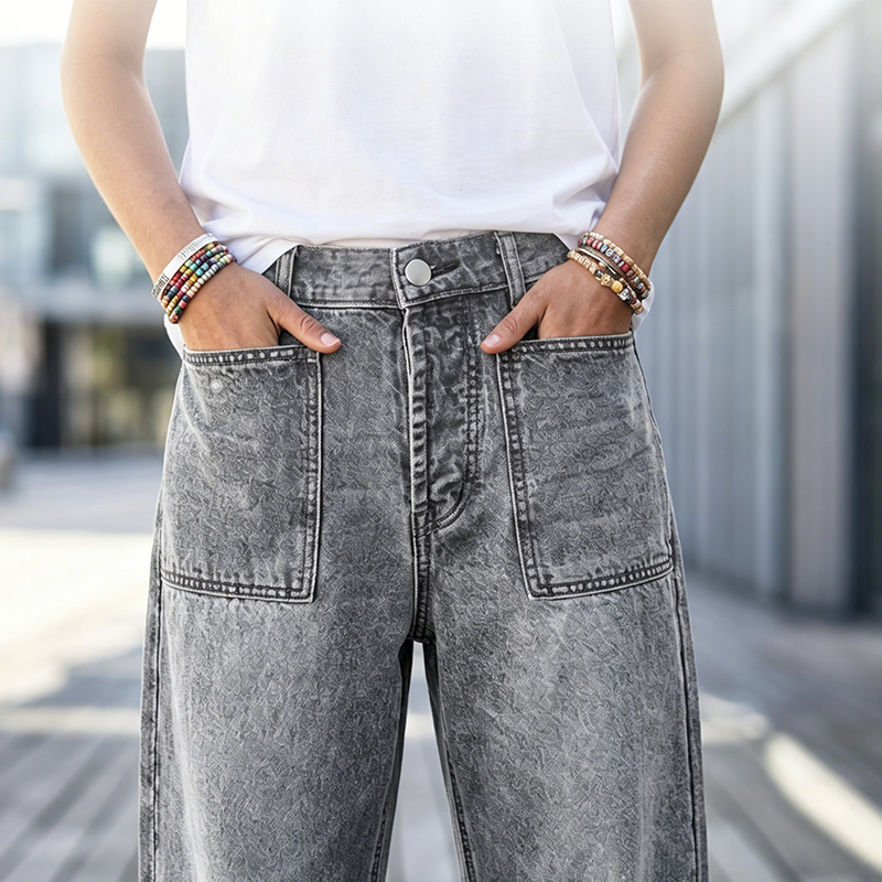 ☀️ 50 % RABATT FÜR BEGRENZTE ZEIT! 👖 Damen Barrel Leg Jeans mit aufgesetzten Taschen – Hoch sitzender Schnitt, weicher Waschdenim und retro Look für Alltag & Freizeit 🩶