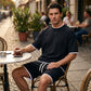👕 Herren Waffelstrick T-Shirt & Shorts Set – Kühlstoff & Entspanntes Schnittdesign 💙