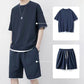 👕 Herren Waffelstrick T-Shirt & Shorts Set – Kühlstoff & Entspanntes Schnittdesign 💙