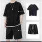 👕 Herren Waffelstrick T-Shirt & Shorts Set – Kühlstoff & Entspanntes Schnittdesign 💙