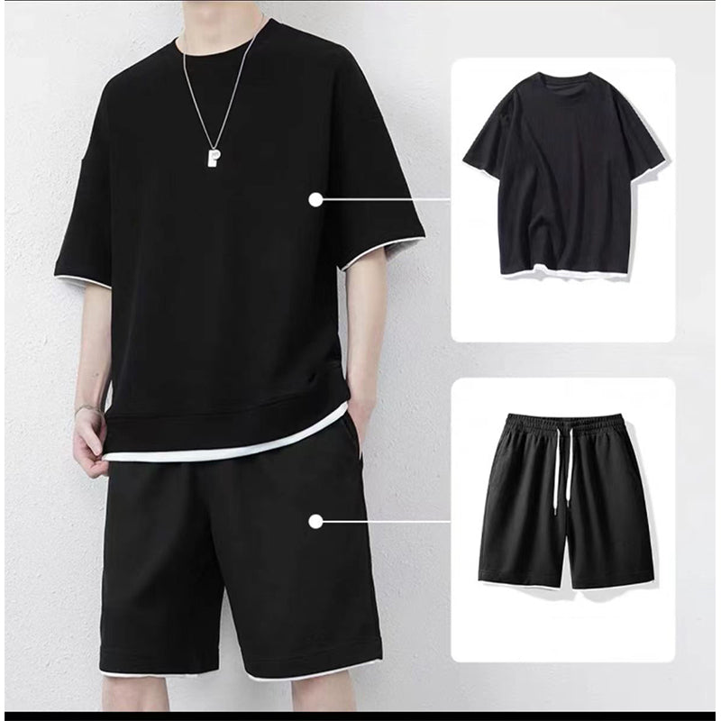 👕 Herren Waffelstrick T-Shirt & Shorts Set – Kühlstoff & Entspanntes Schnittdesign 💙