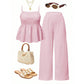 Freizeit-Set für Damen: Trägertop und Hose mit weitem Bein – lässiger Zweiteiler für warme Tage. 🔥🌸