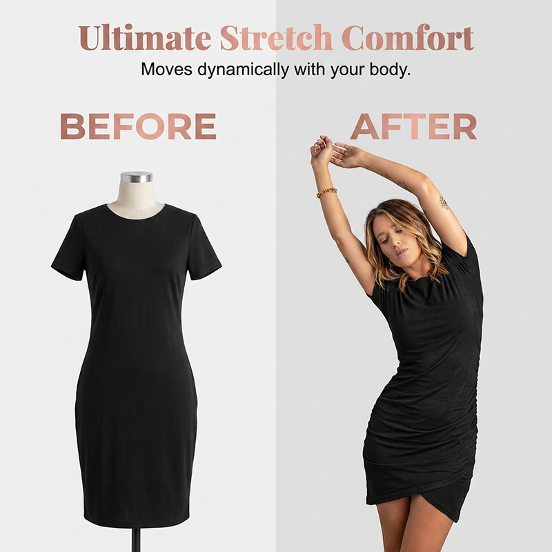 👗✨ NEUE PREMIUM KOLLEKTION – 50% RABATT! Damen Bodycon Midikleid mit Seitenraffung – Kurzarm Rundhals, asymmetrischer Saum für Büro, Dates & Alltag 🌸