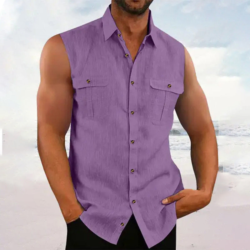 ⏰ Countdown läuft – 50% nur noch 3 Tage! Herren Sommer ärmelloses Button-Down-Hemd