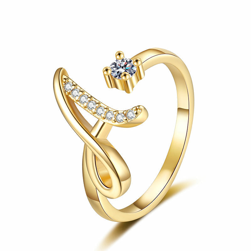 💍⏰ 50% RABATT – NUR FÜR KURZE ZEIT! Damen Ring mit Buchstaben – Funkelnde Zirkonia-Verzierung, verstellbare Größe & elegantes Design ✨