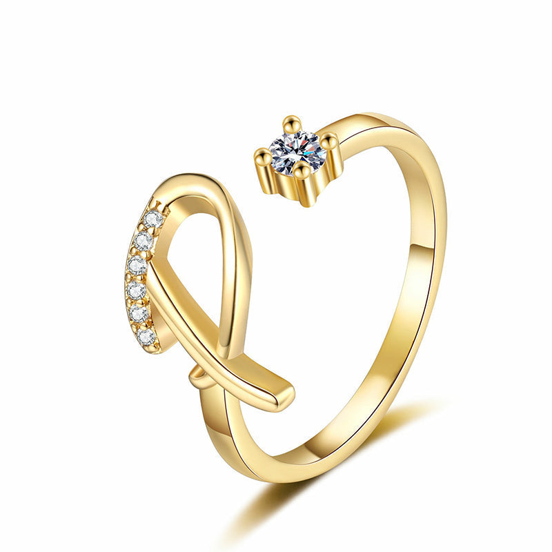 💍⏰ 50% RABATT – NUR FÜR KURZE ZEIT! Damen Ring mit Buchstaben – Funkelnde Zirkonia-Verzierung, verstellbare Größe & elegantes Design ✨