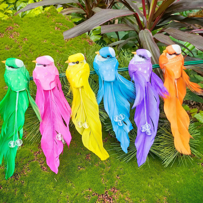 12PCS Artificial Feathered Birds with Clips