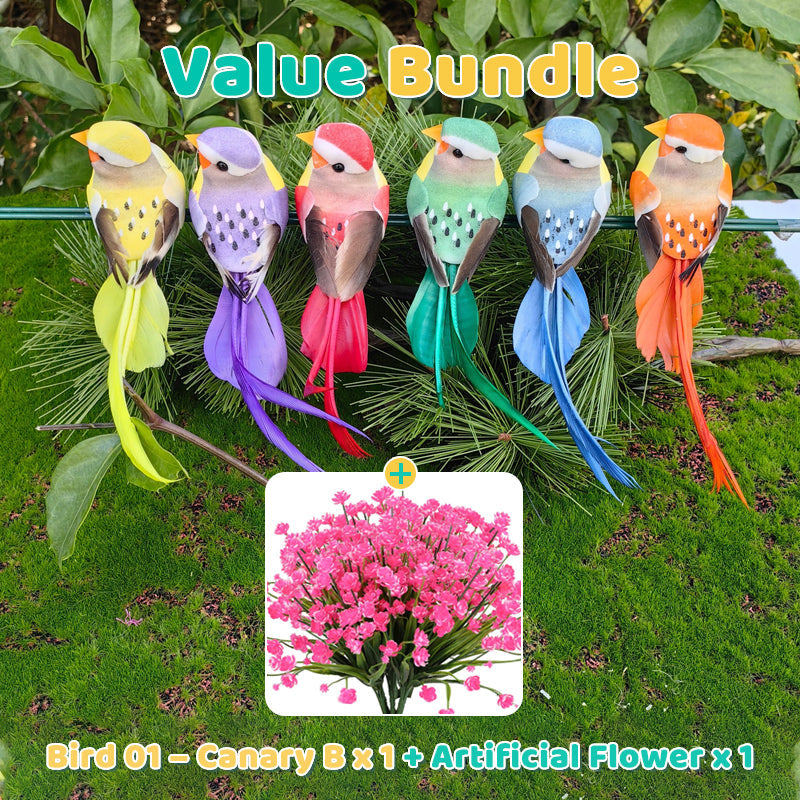 12PCS Artificial Feathered Birds with Clips